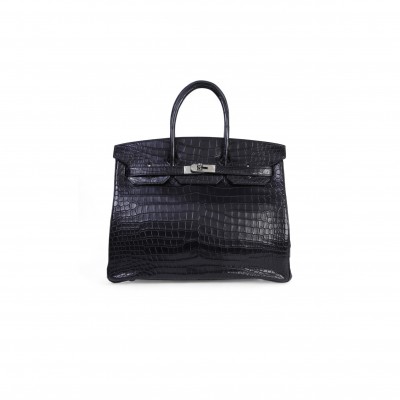 HERMÈS MASTER BIRKIN 35 BLACK MATTE ALLIGATOR PALLADIUM HARDWARE (35*25*18cm)